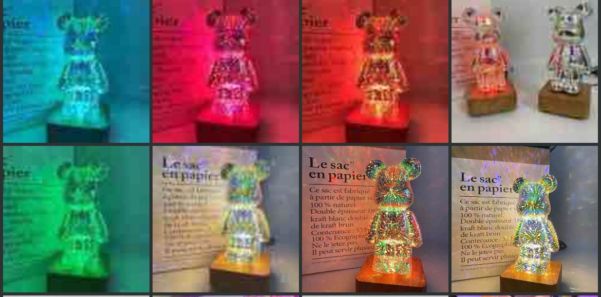 3D Bear Firework Light RGB Atmosphere Dimming Table Night Lamp Projector